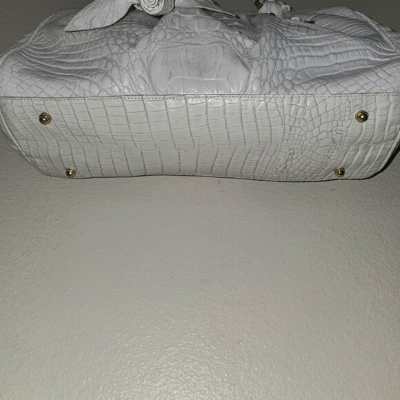BRAHMIN Eloise Roses Large Shoulder Bag White Croc Leather Purse Vintage Rare - Picture 14 of 16